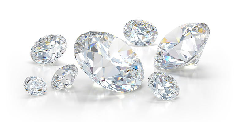 Diamantes com diferentes tamanhos 