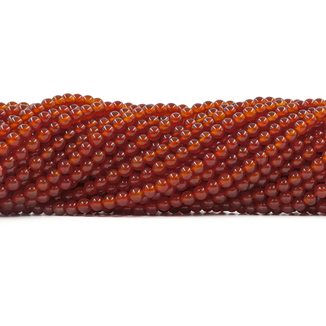 Ágata Cornalina Fio com Esferas de 4mm - F030