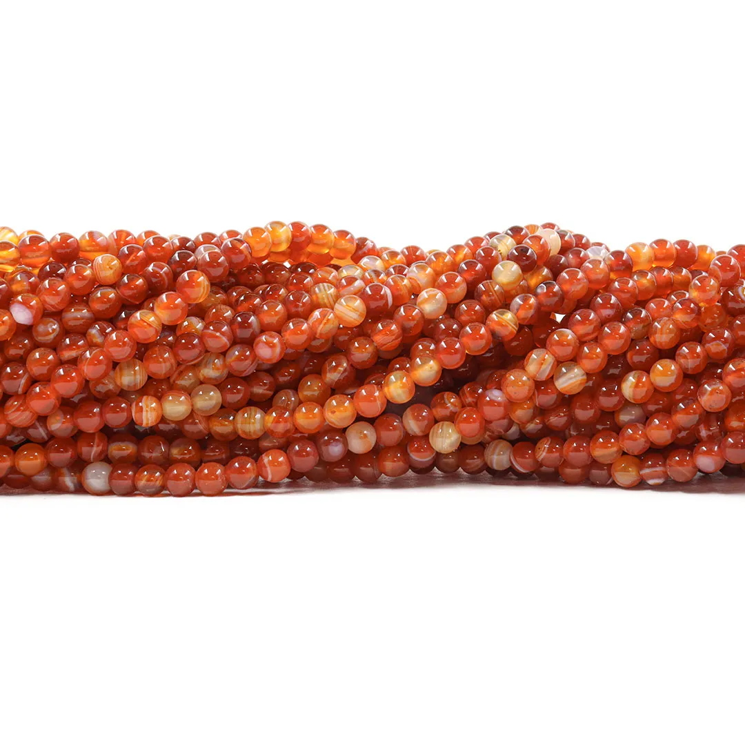 Ágata Cornalina Mesclada Fio com Esferas de 4mm - F614
