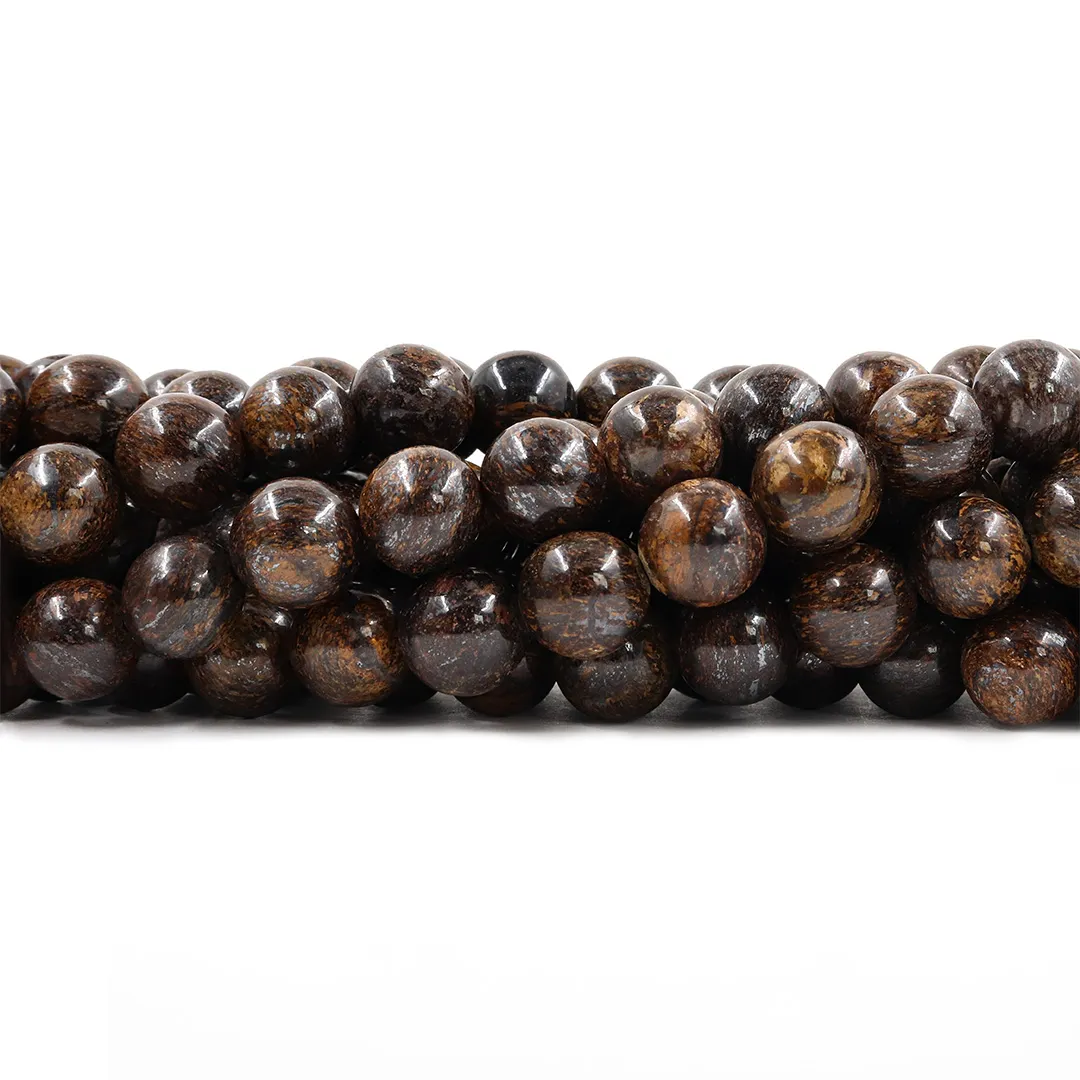 Bronzita Natural Fio com Esferas de 10mm - F593
