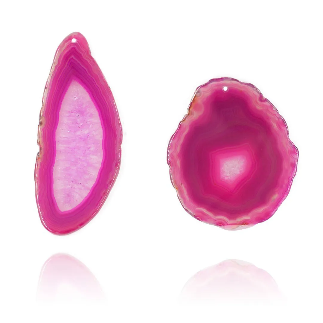 Chapa de Ágata Pink Furada 5.7 a 7.5cm Bordas Polidas - 1 Peça - AGT006