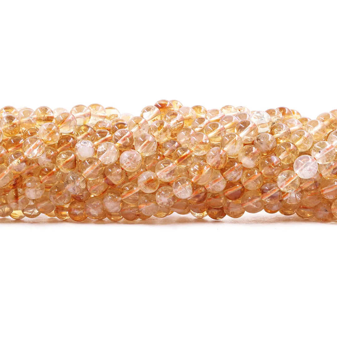 Citrino Translúcido Mesclado Natural Fio com Esferas de 6mm - F365