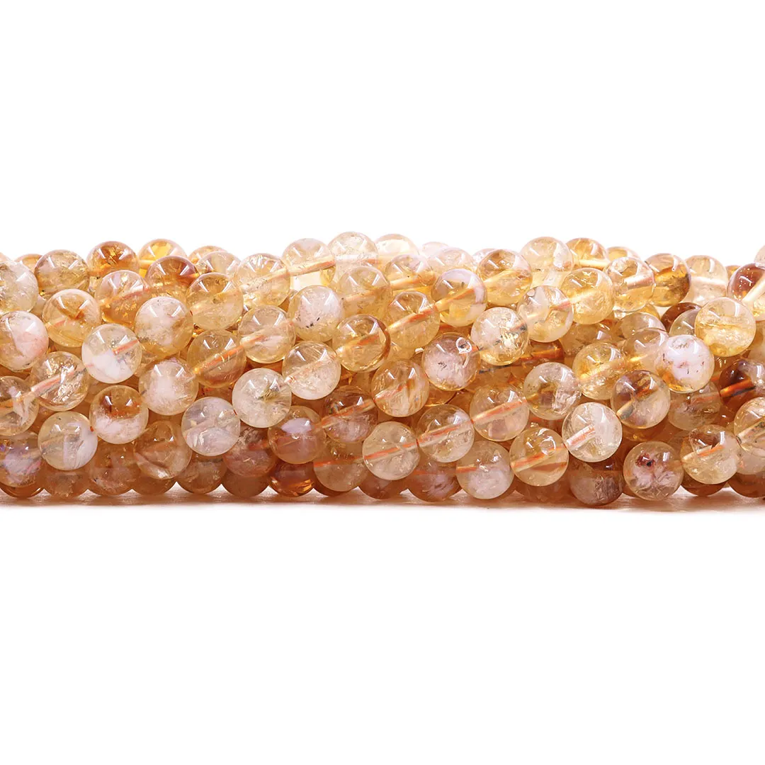 Citrino Translúcido Mesclado Natural Fio com Esferas de 8mm - F388