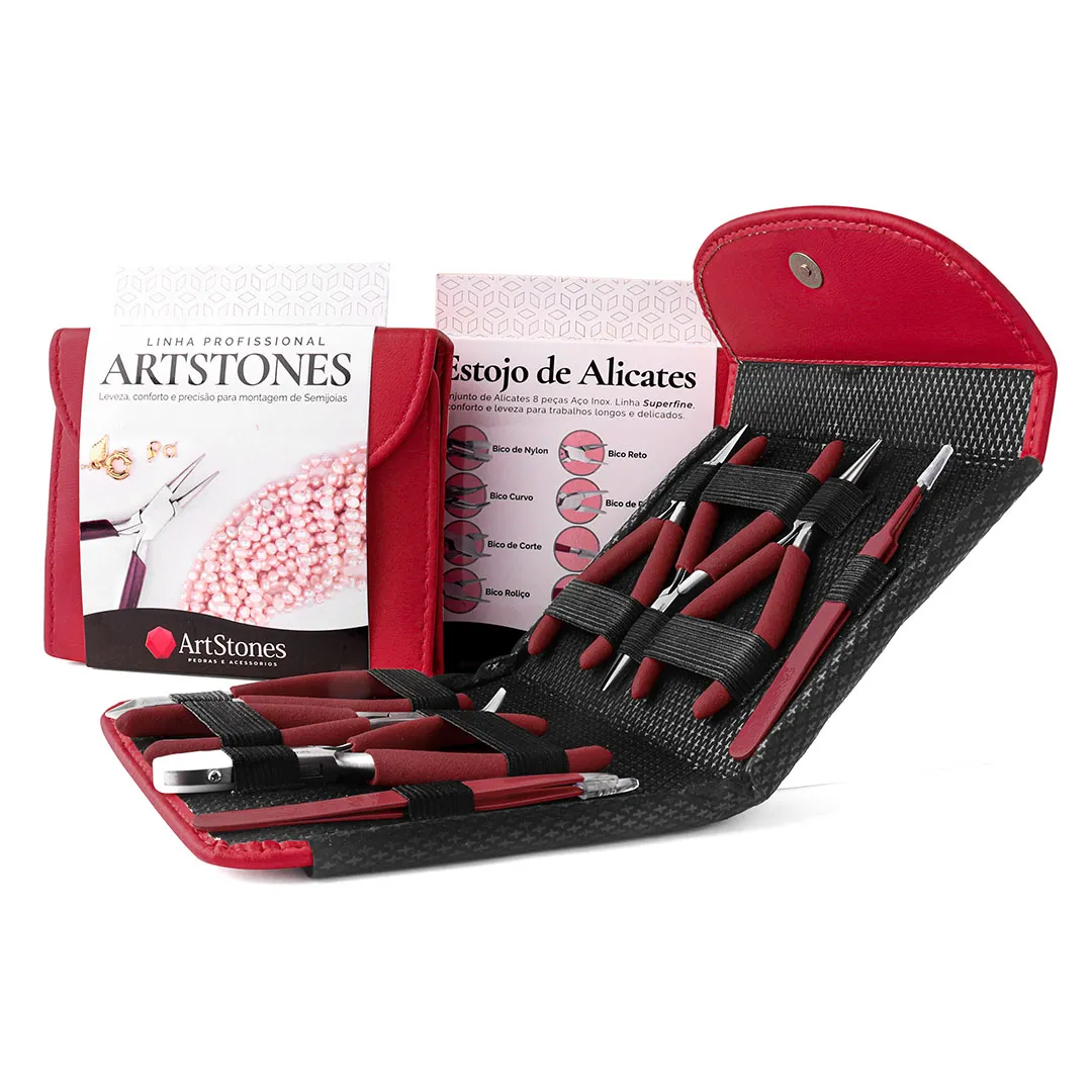Conjunto de Alicates Slim com Maleta Vermelha - 08 Peças - MM043