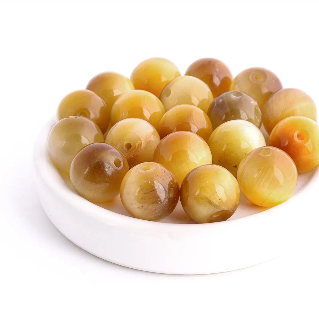 Esfera de Olho de Tigre Natural Caramelo de 10mm - 10 Peças - PA505