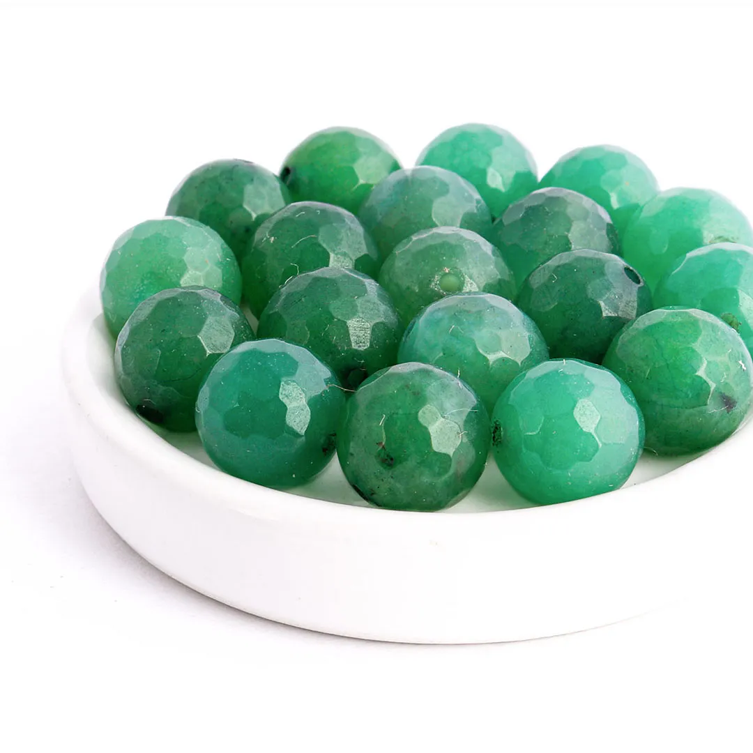 Esfera Facetada de Jade Natural Aventurina 10mm - 10 Peças - PA551