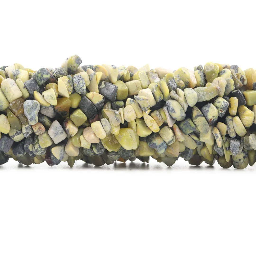 Fio de Cascalho de Jaspe Verde Mesclado - FC040