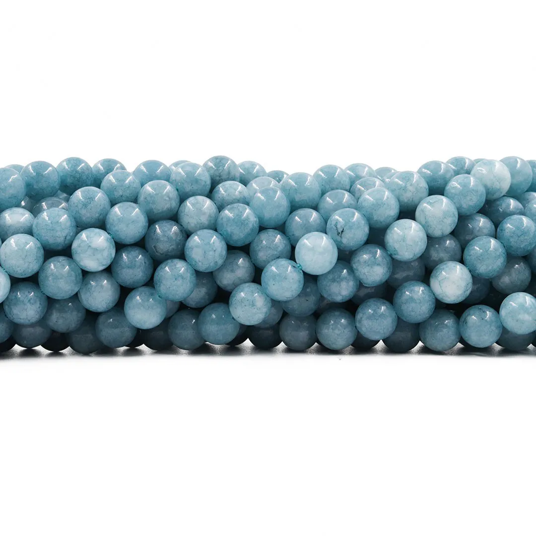 Jade Água Marinha Dark Fio com Esferas de 8mm - F691