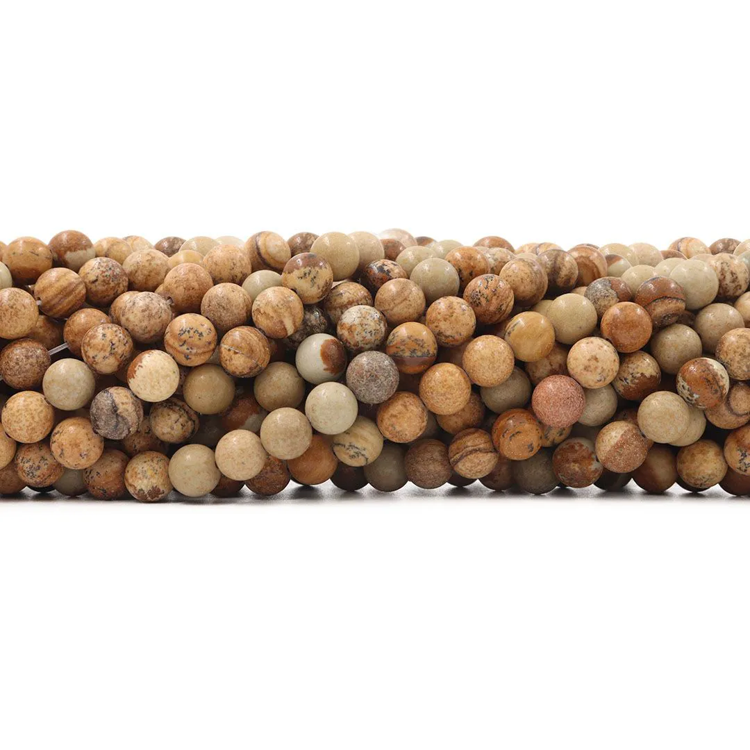 Jaspe Madeira Fio com Esferas de 8mm - F578