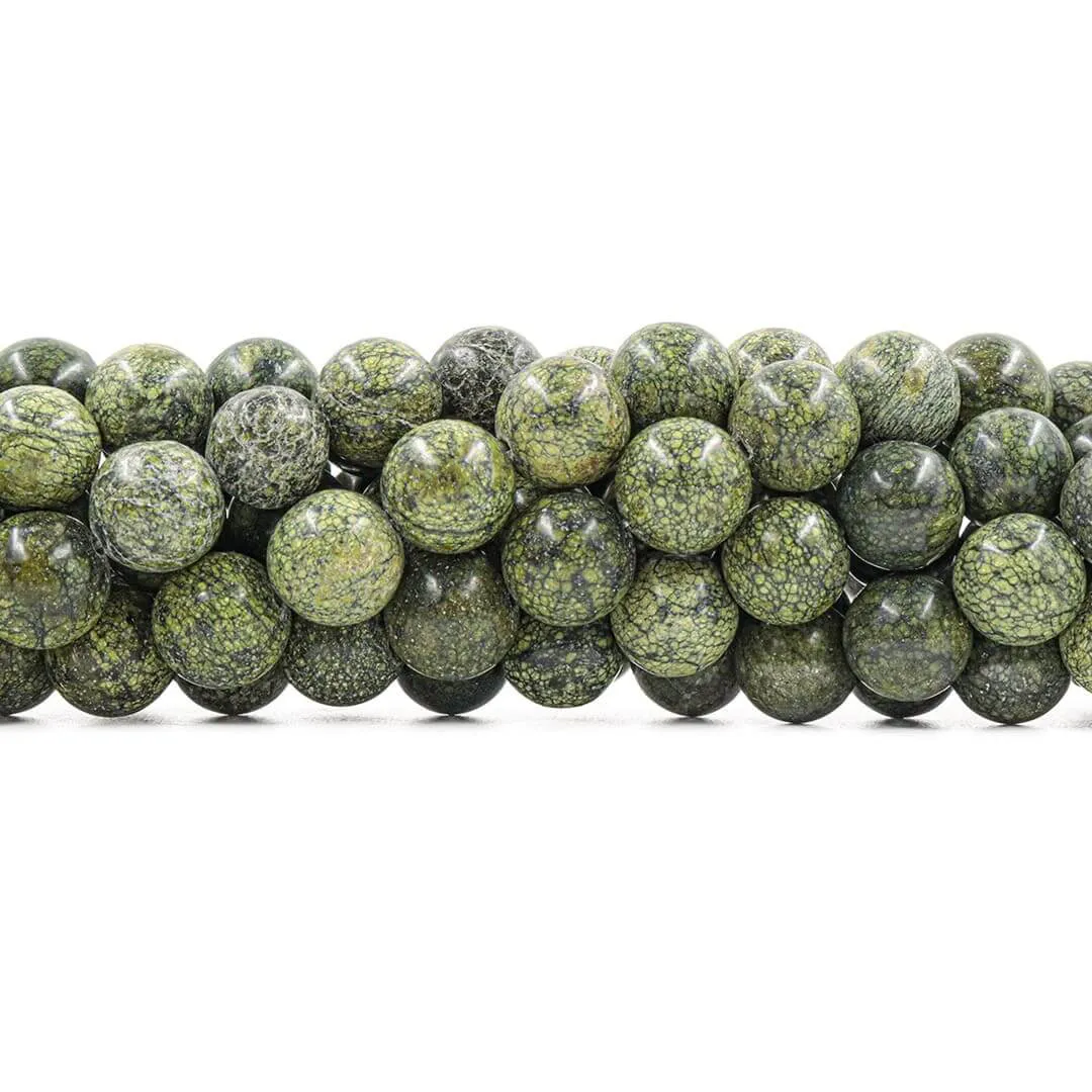 Jaspe Serpentina Fio com Esferas de 12mm - F418