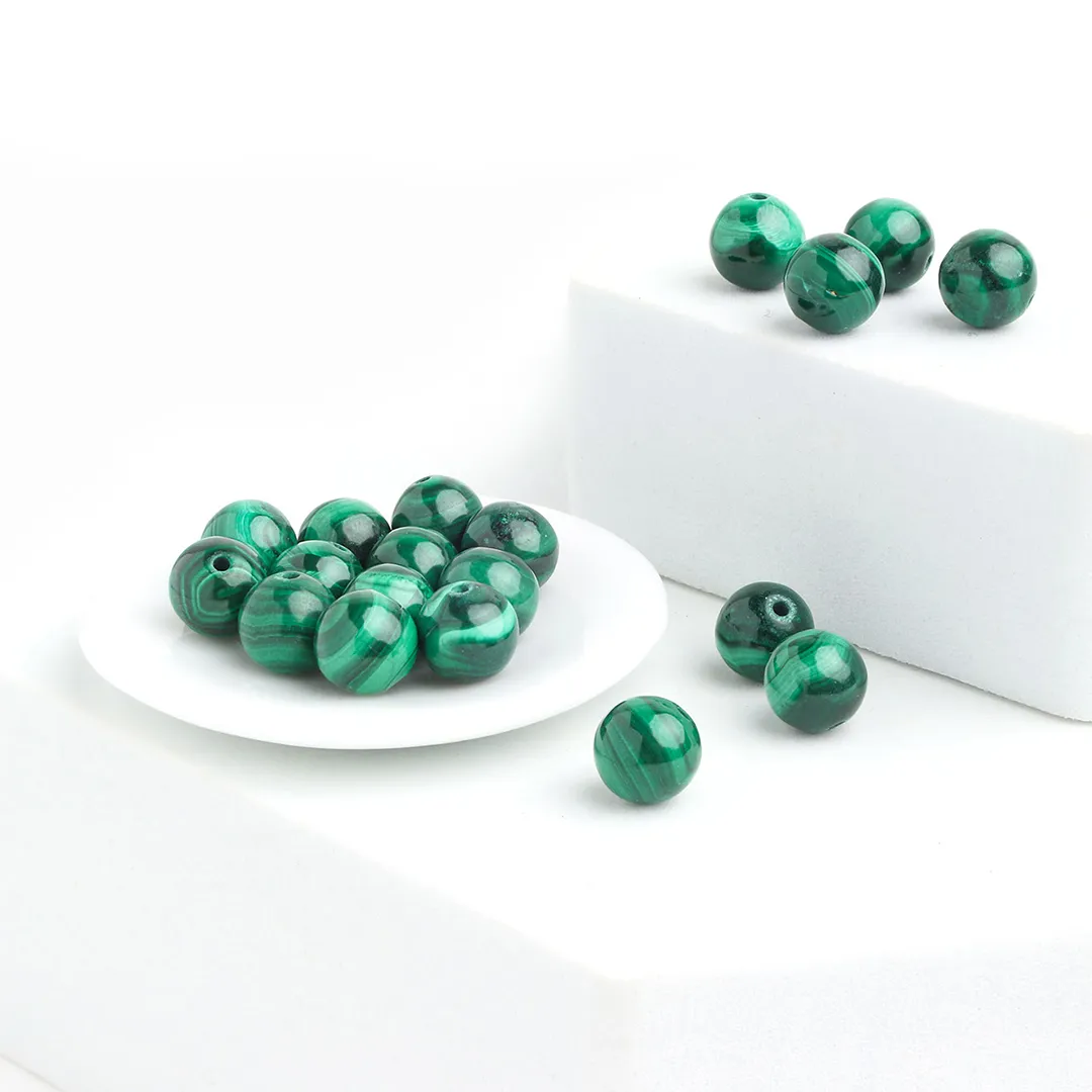Malaquita Natural Extra Esferas de 6mm - 10 Peças - PP014