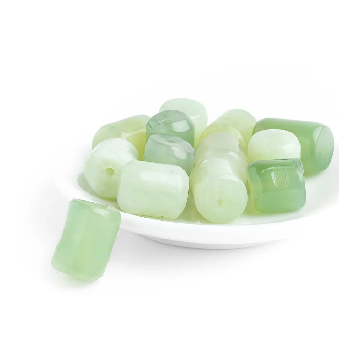 Rolete Desenhado de Jade Oliva Natural - Tamanhos Variados - 4 Peças - PA447