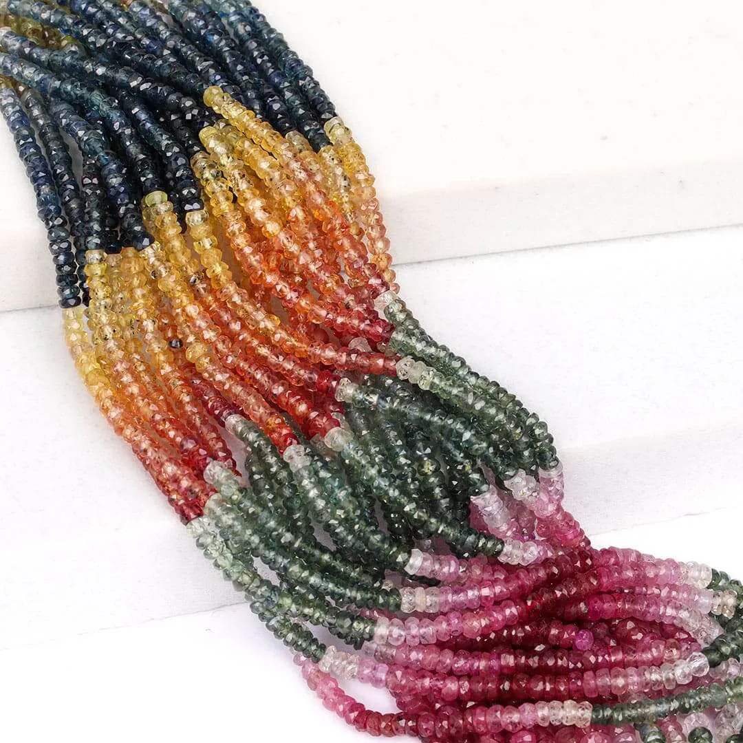 Safira Multicolor Briolet Facetado de 3x1.5mm Alta Joalheria - PP026