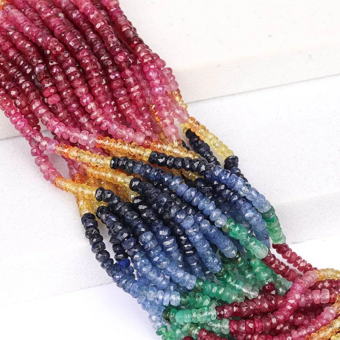 Safira, Rubi e Esmeralda Rainbow Briolet Facetado de 3x2mm Alta Joalheria - PP044